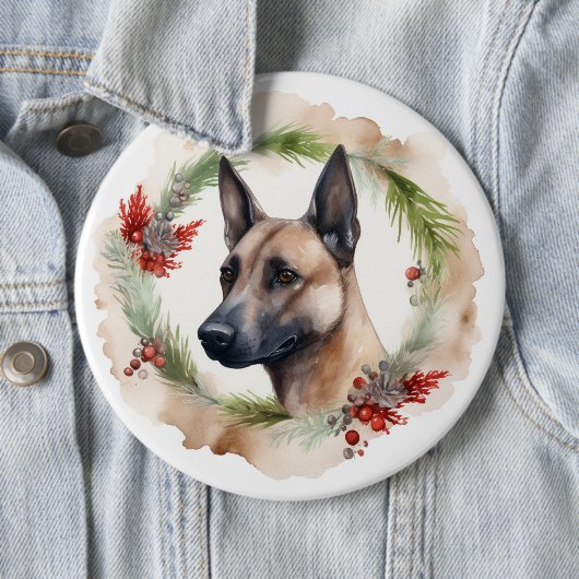Badge Rond 15,2 Cm Coupe de Fête de la couronne de Noël Malinoi (En situation)