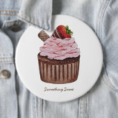 Badge Rond 15,2 Cm Coupe De Fraise Cute À L'Aquarelle (En situation)