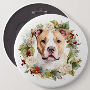 Badge Rond 15,2 Cm Couronne de Noël festive de Staffordshire américai