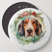 Badge Rond 15,2 Cm Couronne de Noël festive Treeing Walker (Devant & derrière)