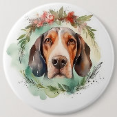 Badge Rond 15,2 Cm Couronne de Noël festive Treeing Walker (Devant)