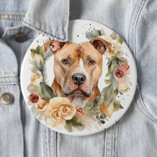Badge Rond 15,2 Cm Couronne de Noël Pitbull Chien de fête