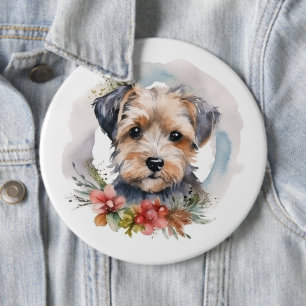 Badge Rond 15,2 Cm Couronne de Noël Yorkipoo Chien de fête