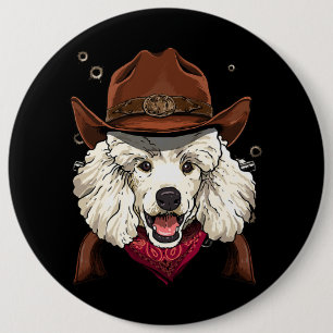 Badge Rond 15,2 Cm Cowboy Poodle Western Rodeo Cowboy Casquette et Ba