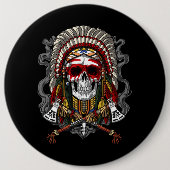 Badge Rond 15,2 Cm Crâne amérindien en chef (Devant)