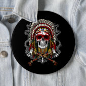 Badge Rond 15,2 Cm Crâne amérindien en chef (En situation)