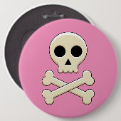 Badge Rond 15,2 Cm Crâne avec des os (Devant & derrière)