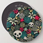 Badge Rond 15,2 Cm Crâne en fleurs (Devant & derrière)