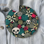 Badge Rond 15,2 Cm Crâne en fleurs (En situation)