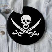 Badge Rond 15,2 Cm Crâne et épées Drapeau pirate de Calico Jack (En situation)