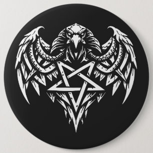 Badge Rond 15,2 Cm Crâne Pentagramme Tribal par BurnsInhell