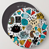 Badge Rond 15,2 Cm Crazy head (Devant & derrière)