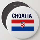 Badge Rond 15,2 Cm Croatie - Drapeau de Croatie, étiqueté, (Devant & derrière)