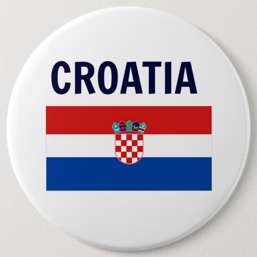 Badge Rond 15,2 Cm Croatie - Drapeau de Croatie, étiqueté, (Devant)