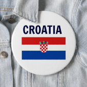 Badge Rond 15,2 Cm Croatie - Drapeau de Croatie, étiqueté, (En situation)