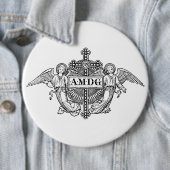 Badge Rond 15,2 Cm Croix traditionnelle catholique des anges AMDG (En situation)