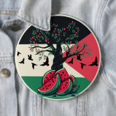 Badge Rond 15,2 Cm culture palestienne | pastèque palestine, olive t (En situation)