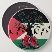 Badge Rond 15,2 Cm culture palestienne pastèque palestine olivier (Devant & derrière)
