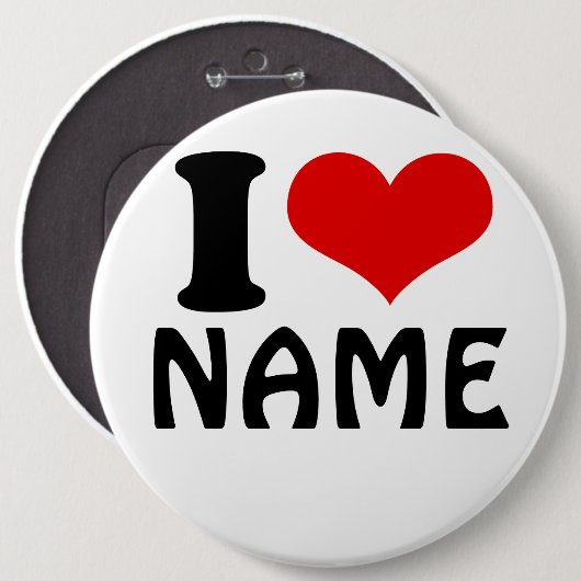Badge Rond 15,2 Cm Customizable Valentines Day I love Heart Custom (Devant & derrière)