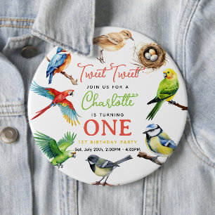 Badge Rond 15,2 Cm Cute Bird 1er anniversaire