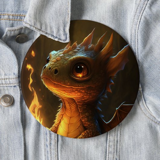 Badge Rond 15,2 Cm Cute Dragon (En situation)