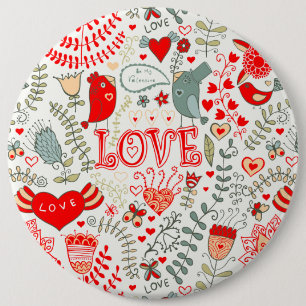 Badge Rond 15,2 Cm Cute Floral Valentines Design