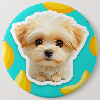 Badge Rond 15,2 Cm Cute funny puppy with banana pup on