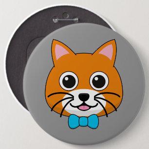 Badge Rond 15,2 Cm Cute Happy Ginger Cat avec Papillon