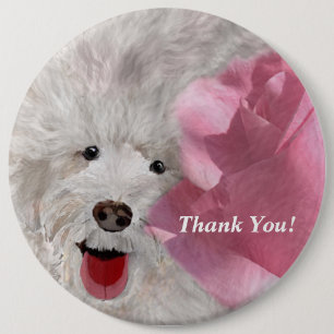 Badge Rond 15,2 Cm Cute Labradoodle & Amusant Rose
