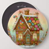 Badge Rond 15,2 Cm Cute, maison de pain d'épices (Devant & derrière)