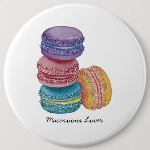Badge Rond 15,2 Cm Cute Rainbow Macaroons In Watercolor