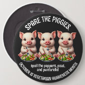 Badge Rond 15,2 Cm Cute Spare Piggies Manger Salades (Devant & derrière)