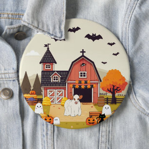 Badge Rond 15,2 Cm Cute vache d'Halloween et ferme