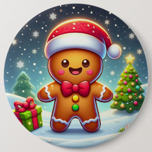 Badge Rond 15,2 Cm Cute Whimsical Noël/homme en pain d'épices d'hiver
