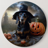 Badge Rond 15,2 Cm Dachshund Halloween effroi (Devant)
