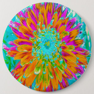 Badge Rond 15,2 Cm Dahlia Décoratif Orange Tropical et Rose Chaud