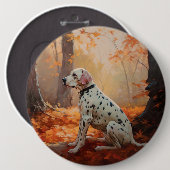 Badge Rond 15,2 Cm Dalmatien en automne Feuilles automne Inspirer (Devant & derrière)