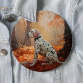 Badge Rond 15,2 Cm Dalmatien en automne Feuilles automne Inspirer (En situation)