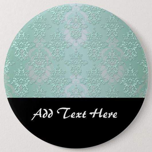 Badge Rond 15,2 Cm Damas bleu sarcelle pastel vert (Devant)