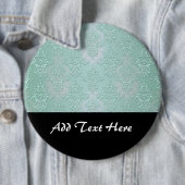 Badge Rond 15,2 Cm Damas bleu sarcelle pastel vert (En situation)