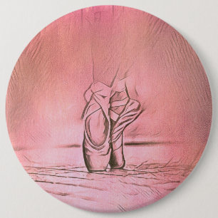 Badge Rond 15,2 Cm Dancing Ballet Shoes Pink Ballerina