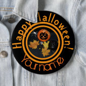 Badge Rond 15,2 Cm Décor d'Halloween citrouille (En situation)