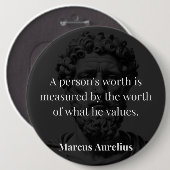 Badge Rond 15,2 Cm Définir une valeur : Marcus Aurelius sur les valeu (Devant & derrière)