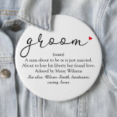 Badge Rond 15,2 Cm Définition de la chambre, Bachelor Party, Mariage (En situation)