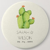 BADGE ROND 15,2 CM DÉSERT D'EAU VERTE MARIAGE DE FLEURS CACTUS (Devant)