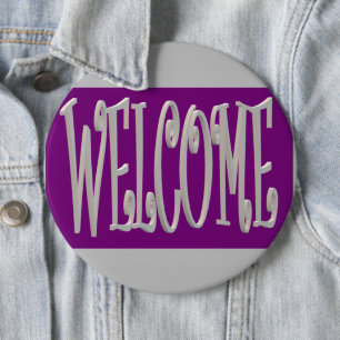 Badge Rond 15,2 Cm Design d'accueil gris et violet avec texte