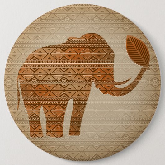 Badge Rond 15,2 Cm Design d'art tribal des éléphants (Devant)