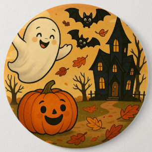 Badge Rond 15,2 Cm Dessin citrouille du fantôme d'Halloween/automne m
