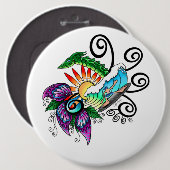 Badge Rond 15,2 Cm Dessin de Surfer Dude (Devant & derrière)