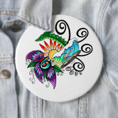 Badge Rond 15,2 Cm Dessin de Surfer Dude (En situation)